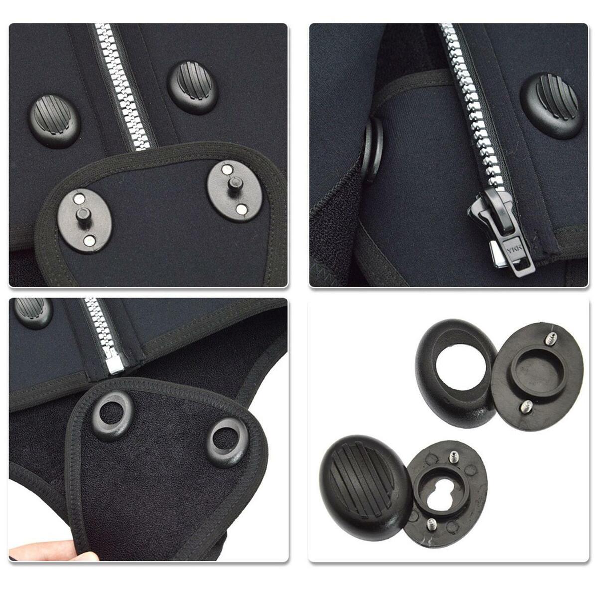 Wetsuit Fastener for Diving Suit Surfing Suit Slide Buckle with Screw Black