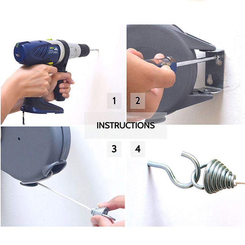 Portable Laundry Hanger Drying Rope Space Saving High Strength Retractable Long