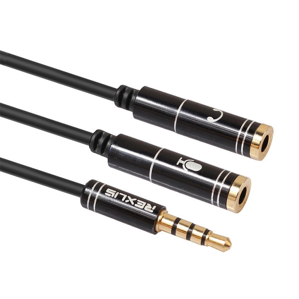 3.5mm Male to Headphone+Mic Audio Splitter Cable for Phone PC Tablet