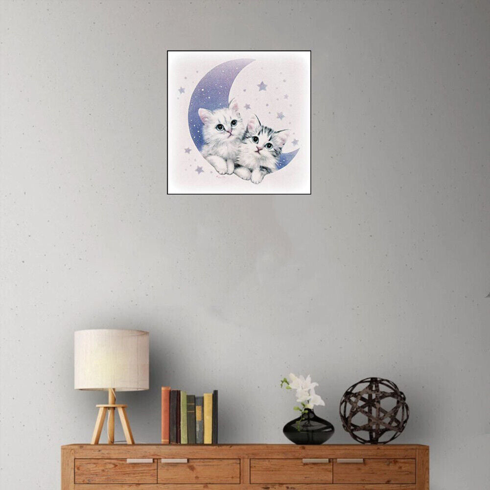 DIY Diamond Painting Embroidery Cute Cats Moon Full Drill Cross Stitch Kits