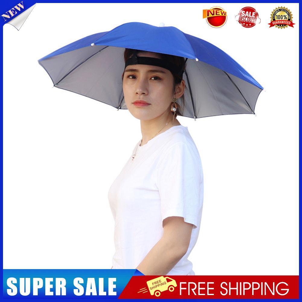 Outdoor Fishing Cap Portable Anti-Rain Anti-Sun Head Umbrella Hat (Blue)