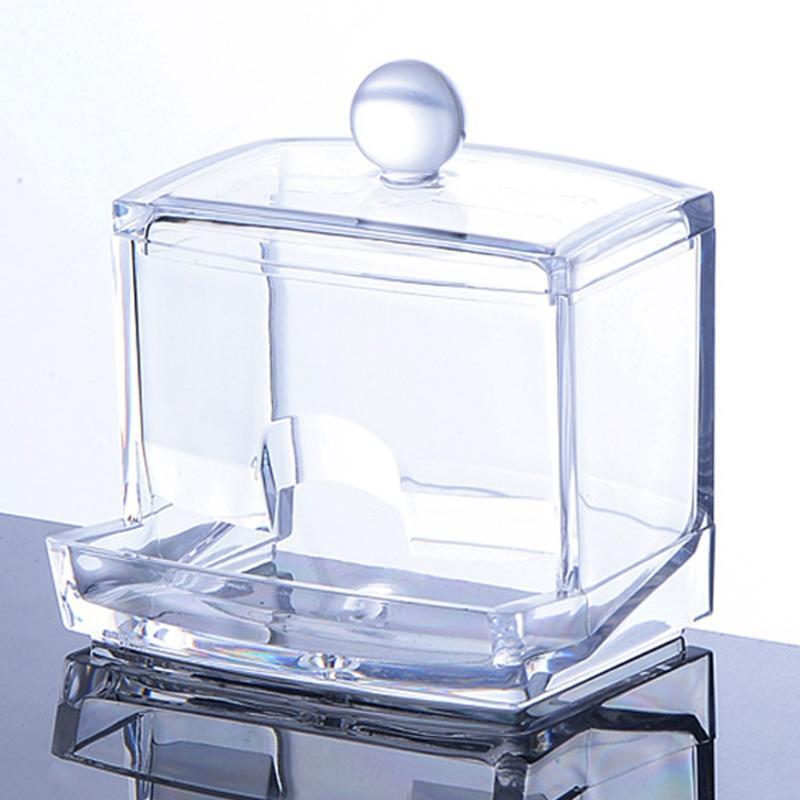 Acrylic Makeup Organizer Cotton Swabs Qtip Container Cosmetic Makeup Pad Storage