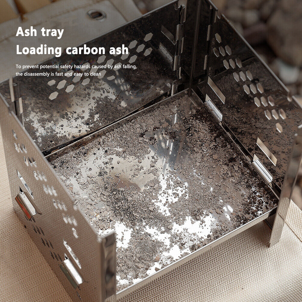 Camping Mini Folding Firewood Stove Double-Layer Charcoal Burning Stoves