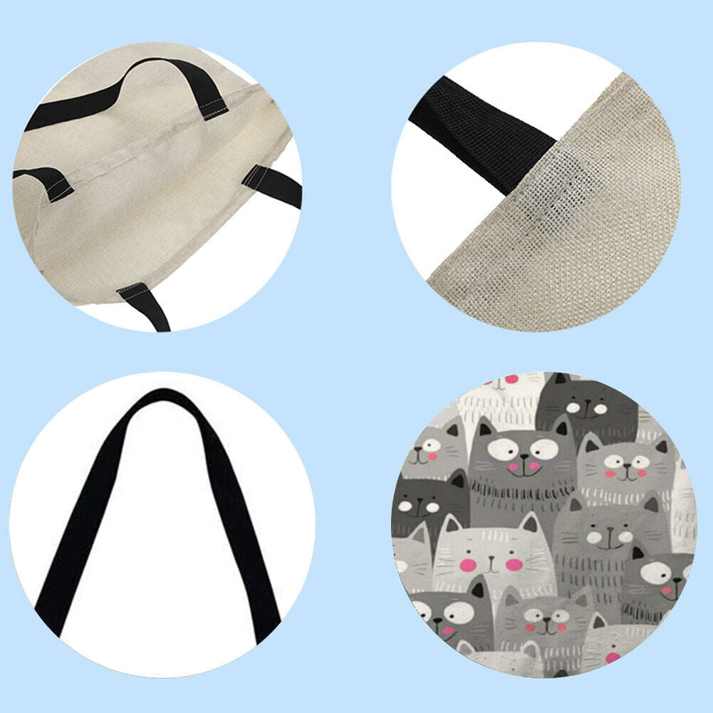 Cartoon cats Printed Shoulder Shopping Bag Casual Large Tote Handbag