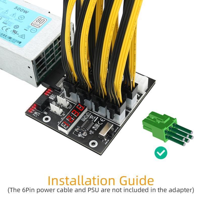 Server PSU Power Supply Breakout Board Adapter 1800W 12 Ports ATX 6 Pin for Eth