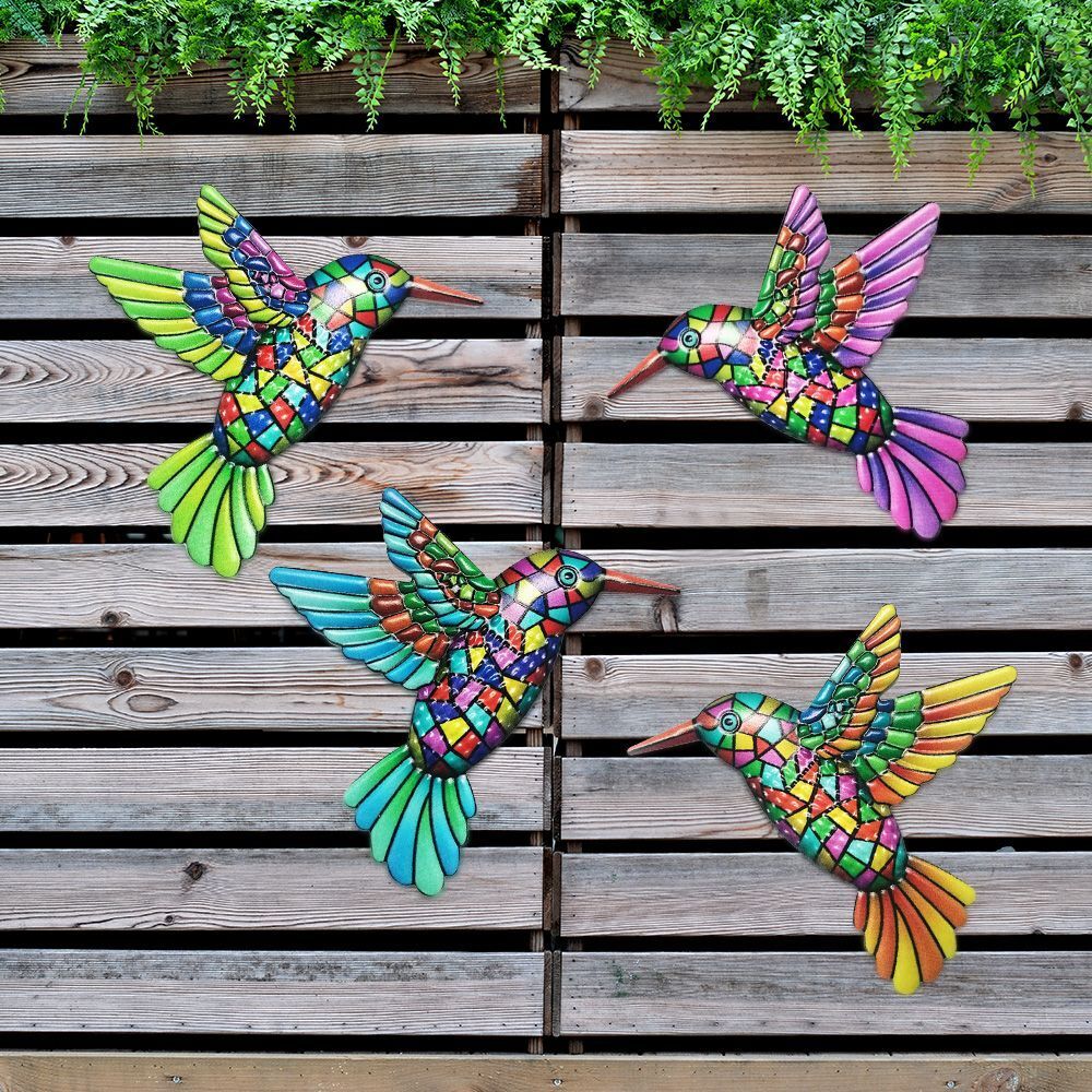 Home Decoration Wall Hanging Garden Craft Metal Hummingbird Ornament Iron Art