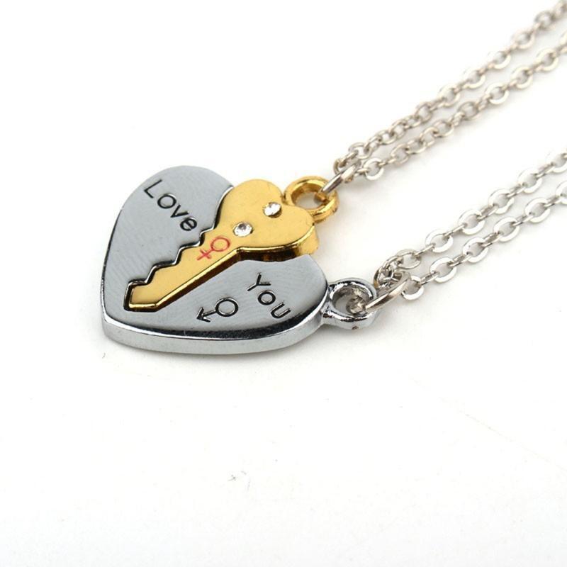 Heart-shaped Key Couple Necklace Hold the Key to My Heart Clavicle Chain Jewelry