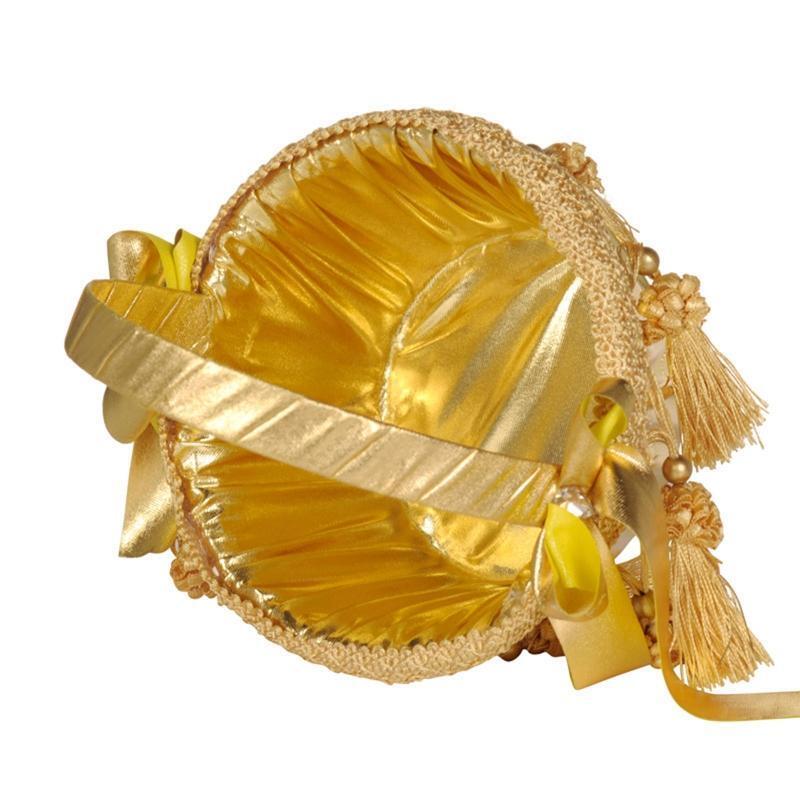 Small Flower Girl Baskets with Handle Bows & Tassels for Wedding Ceremony