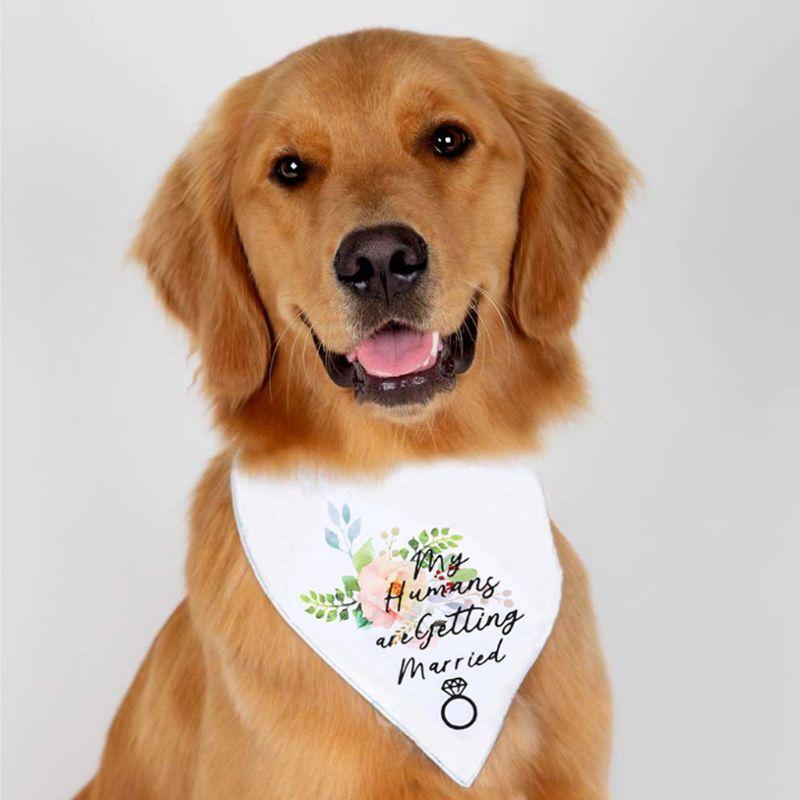 Pet Dog Bandana My Humans are Getting Married Floral Wedding Triangle Bibs Scarf