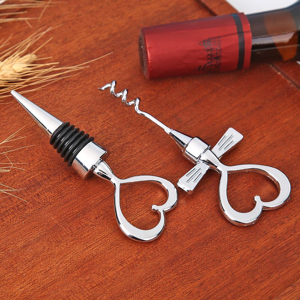 Love Heart Corkscrew Wine Bottle Opener Stopper Set Wedding Gifts Supplies