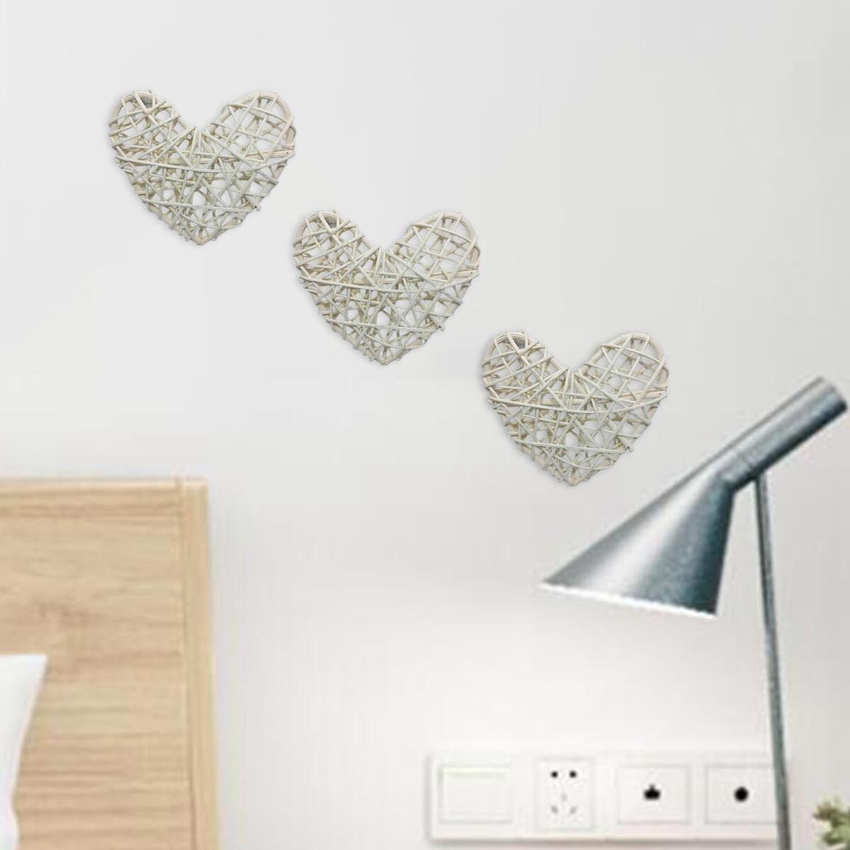 10 Pieces Heart Pendant Ornament  Decorative Rattan Hanging Crafts