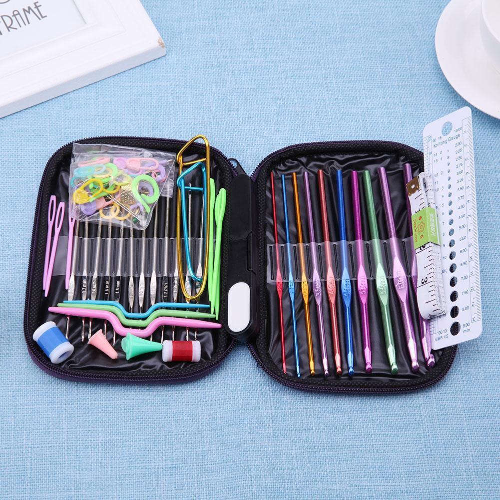 22pcs Crochet Hooks Yarn Crochet Needles Stitches Weave Knitted Craft Kit