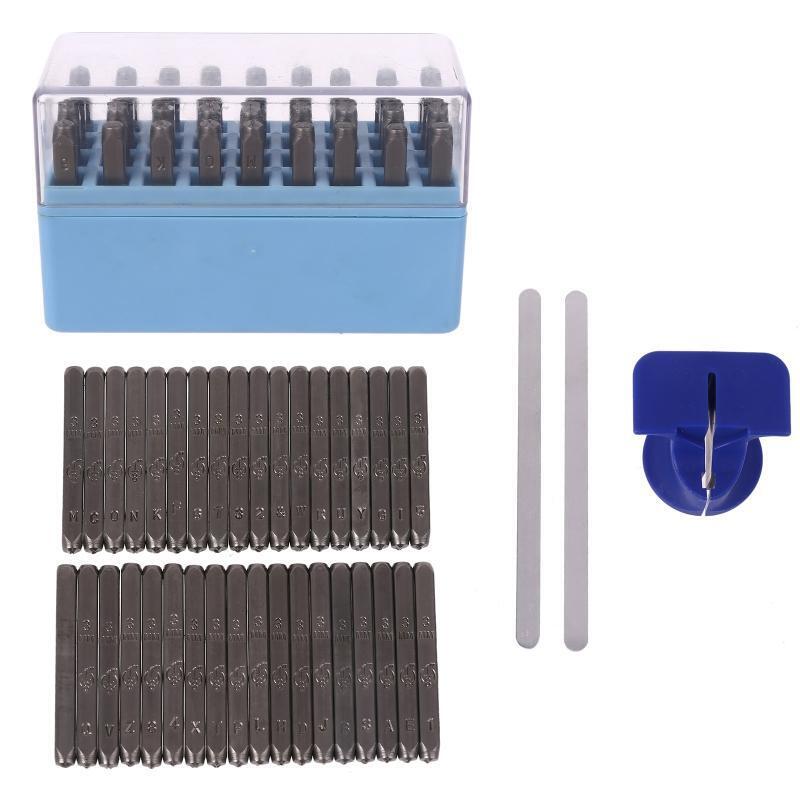 36pcs Metal Stamping Punch Number Letter Stamp Set with Jig Bar for Imprinting