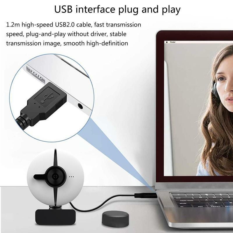 2K Web Camera with Mic Rotatable LED Light Computer Camera for Streaming Live