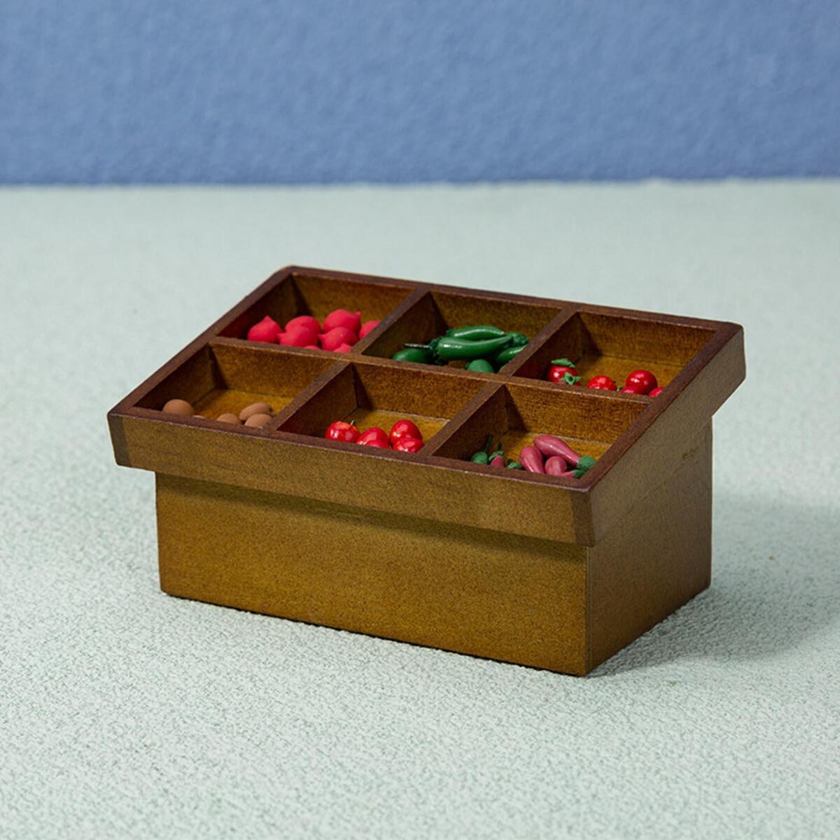 1:12 Scale Mini Wooden Vegetable Rack Shop Vegetable Fruit Display Shelf
