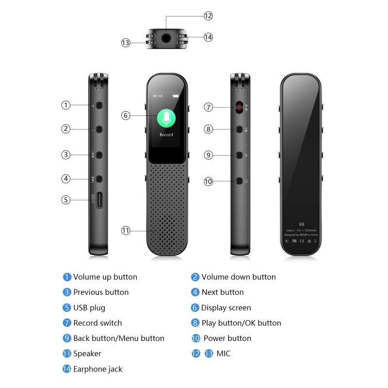 Mini Voice Recorder 3-in-1 Voice Recording Device for Lecture Meeting Durable