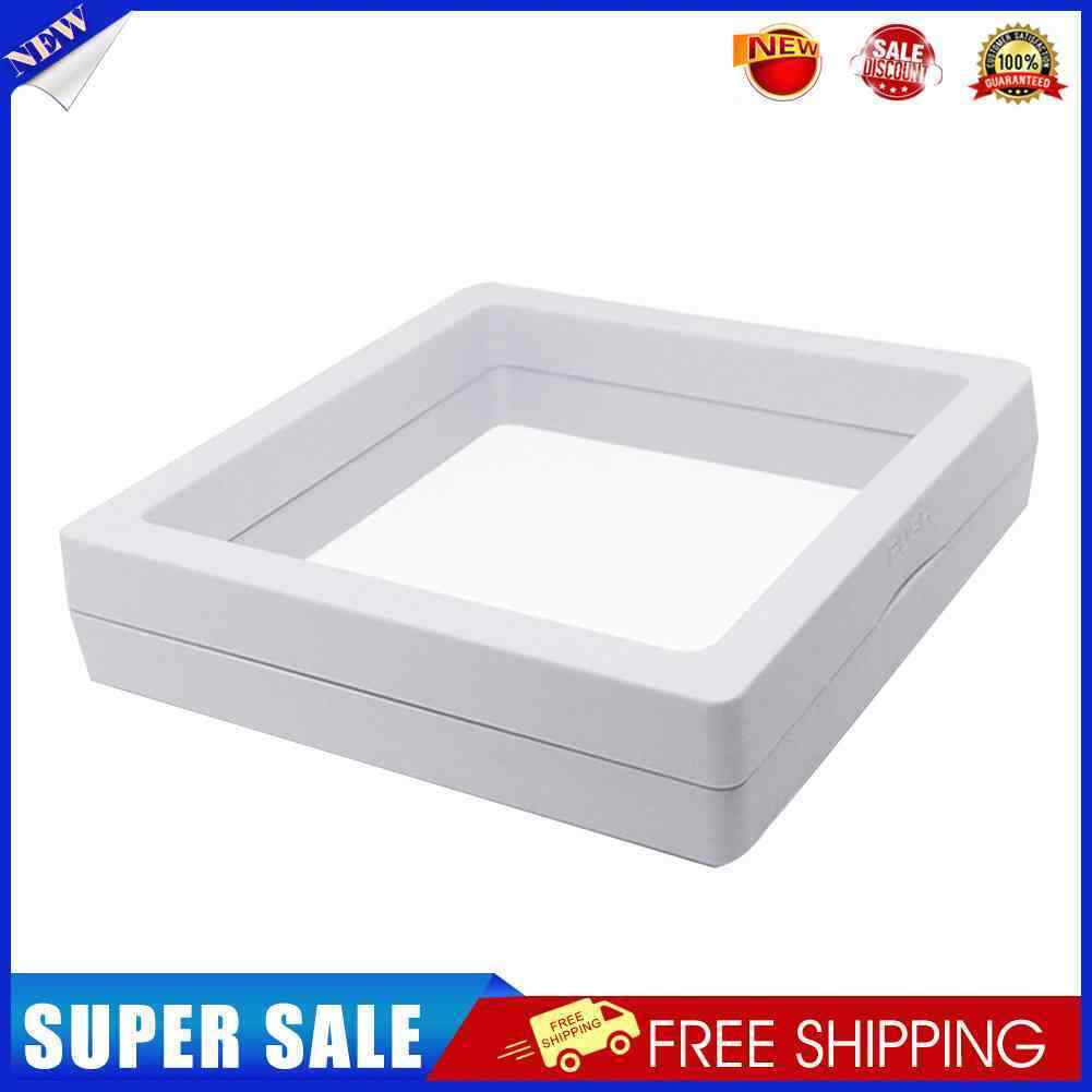10pcs Floating Display Stands Clear Jewelry Necklace Box (White 7x7x2cm)