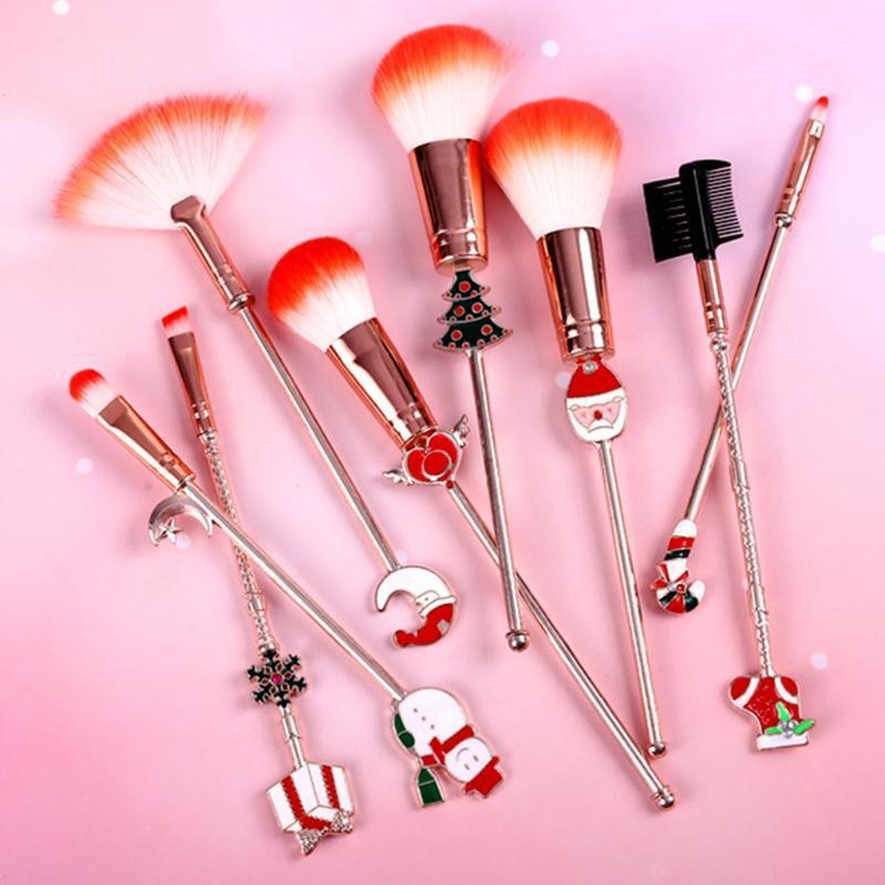 8pcs Christmas Elk Makeup Brushes Set Foundation Powder Eyeshadow Cosmetic Brush