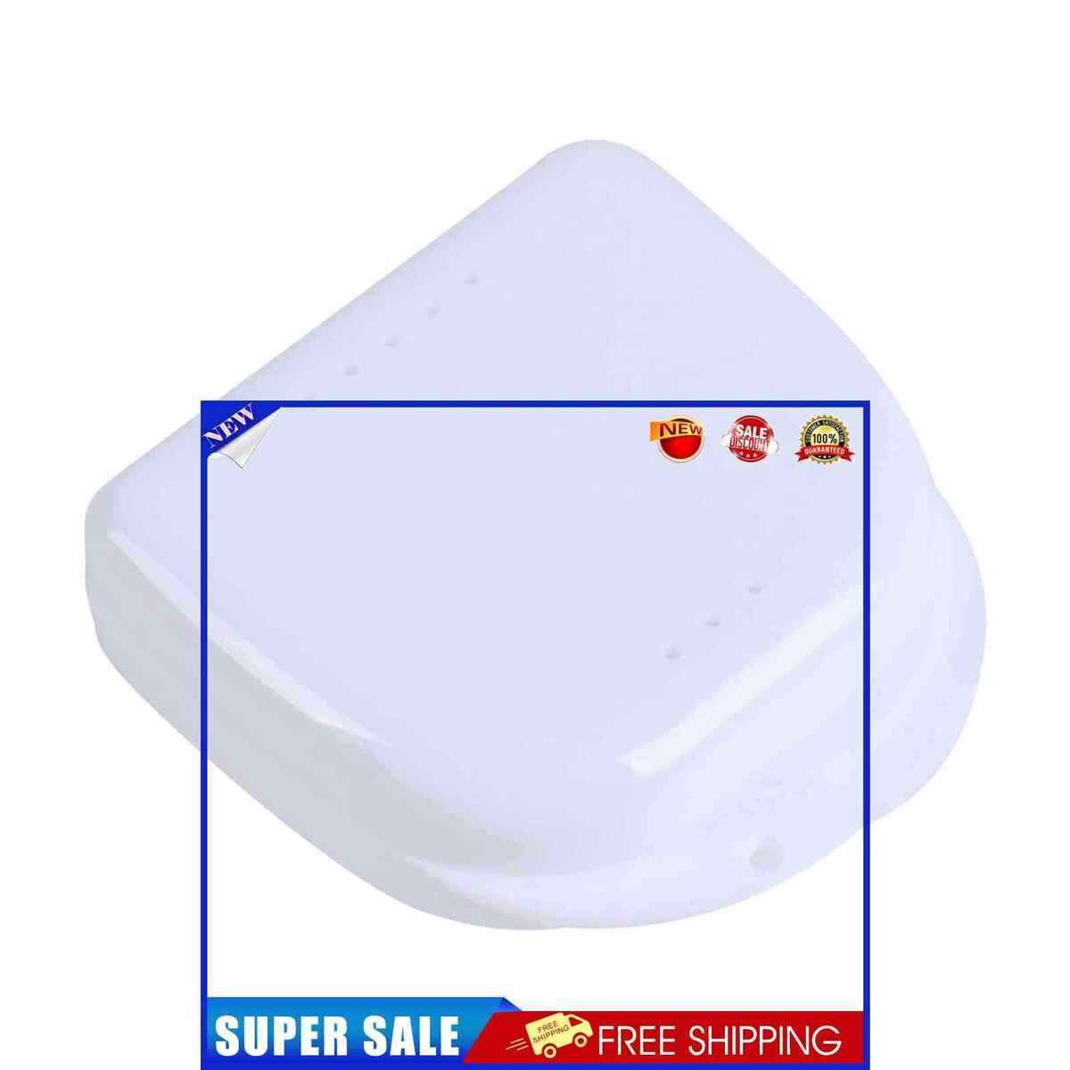 Retainer Box - Orthodontic Denture Mouth Guard Box Oral Care Case (White)