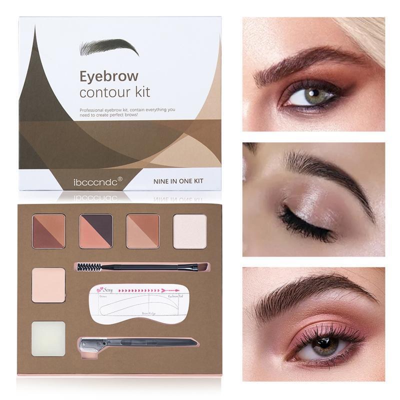6 Colors Eyebrow Contour Kit Matte Powder Palette Eye Brow Pen Brush Makeup Tool