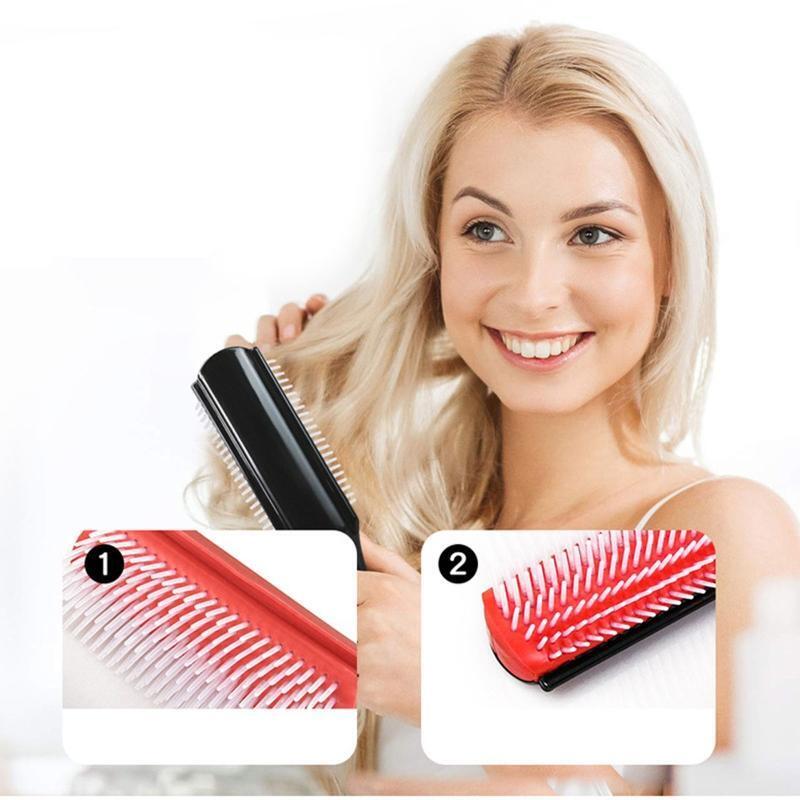 9-Rows Detangling Hair Brush Detangler Hairbrush Scalp Massager Styling Comb