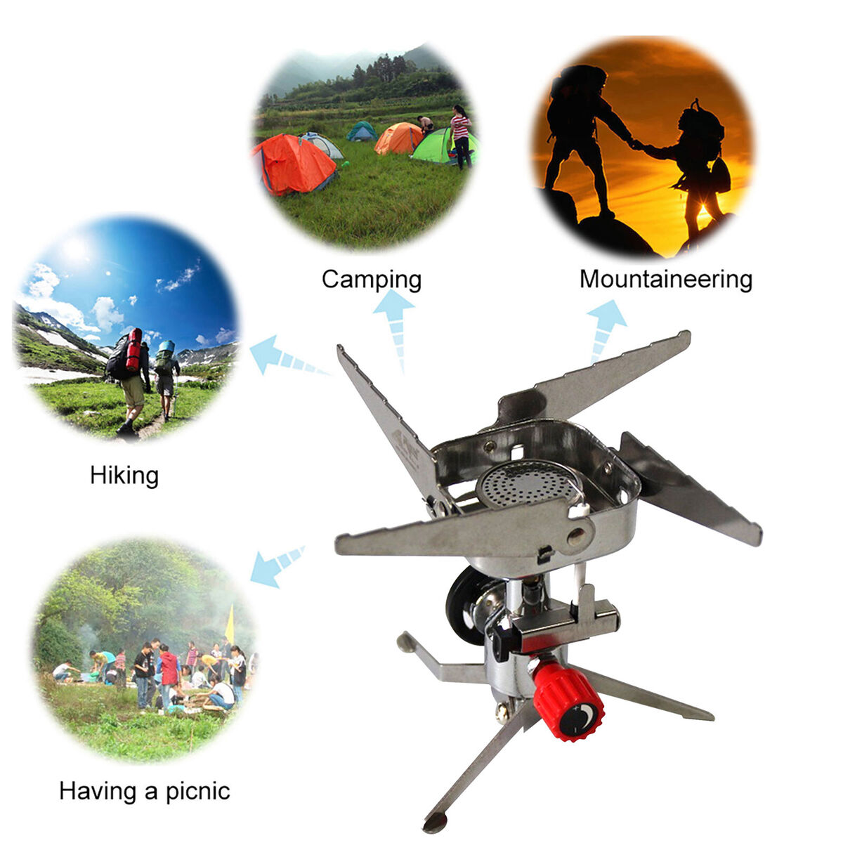 Outdoor Gas Stove Portable Stainless Steel Cooking Stove for Hiking Picnic