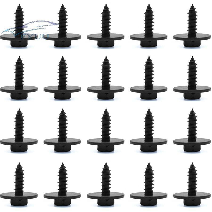 100pcs 6.8mm Hex 4mm Screw Black Metal Car Body Fender Bumper Retainer Clips