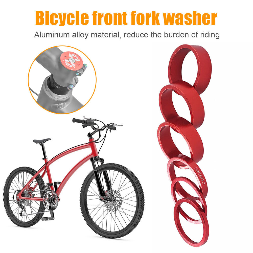 6pcs CANSUCC MTB Bicycle Headset Front Fork Washers Spacers Gasket (Red)