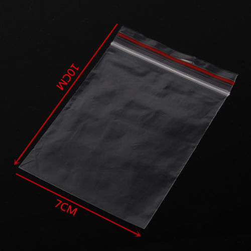 100PCS 10X7cm Resealable Zip Lock Plastic Bags Reseal Clear Clip