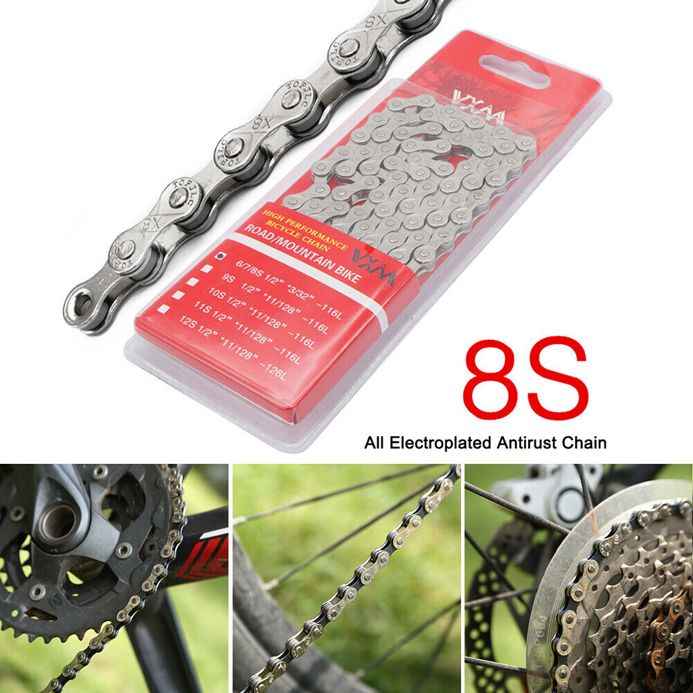 6 7 8 Speed Bicycle Chain Carbon Steel Bike Chain 1/2 x 2/32 inch 116 Links