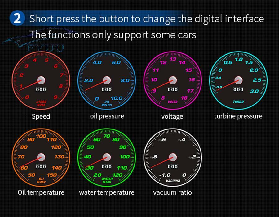 Zinc Alloy Head-Up Display OBD2 Car Gauge Display Digital Multi Insrtument Black