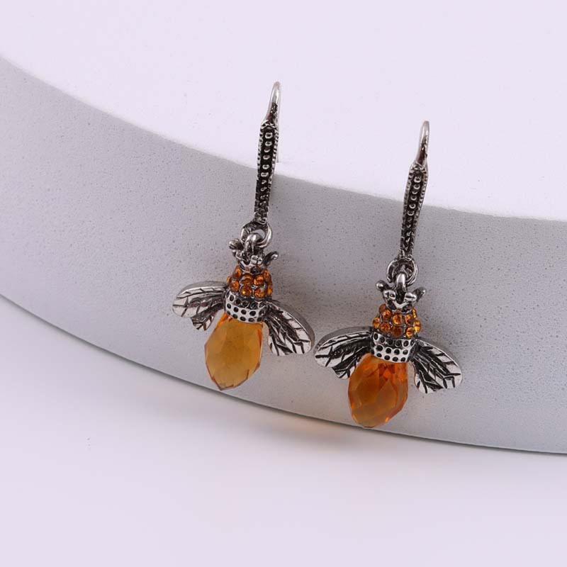 Fashionable Bee Crystal Drop Dangle Earrings Animal Hook Earring Jewelry