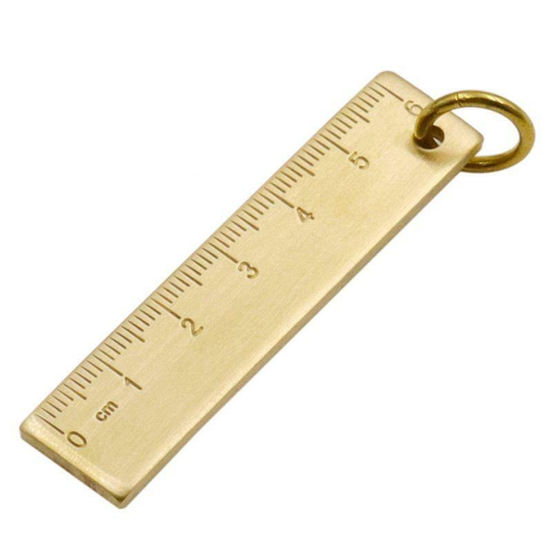 6cm Mini Copper Ruler Book Markers Keychain Students Measuring Drafting Supplies