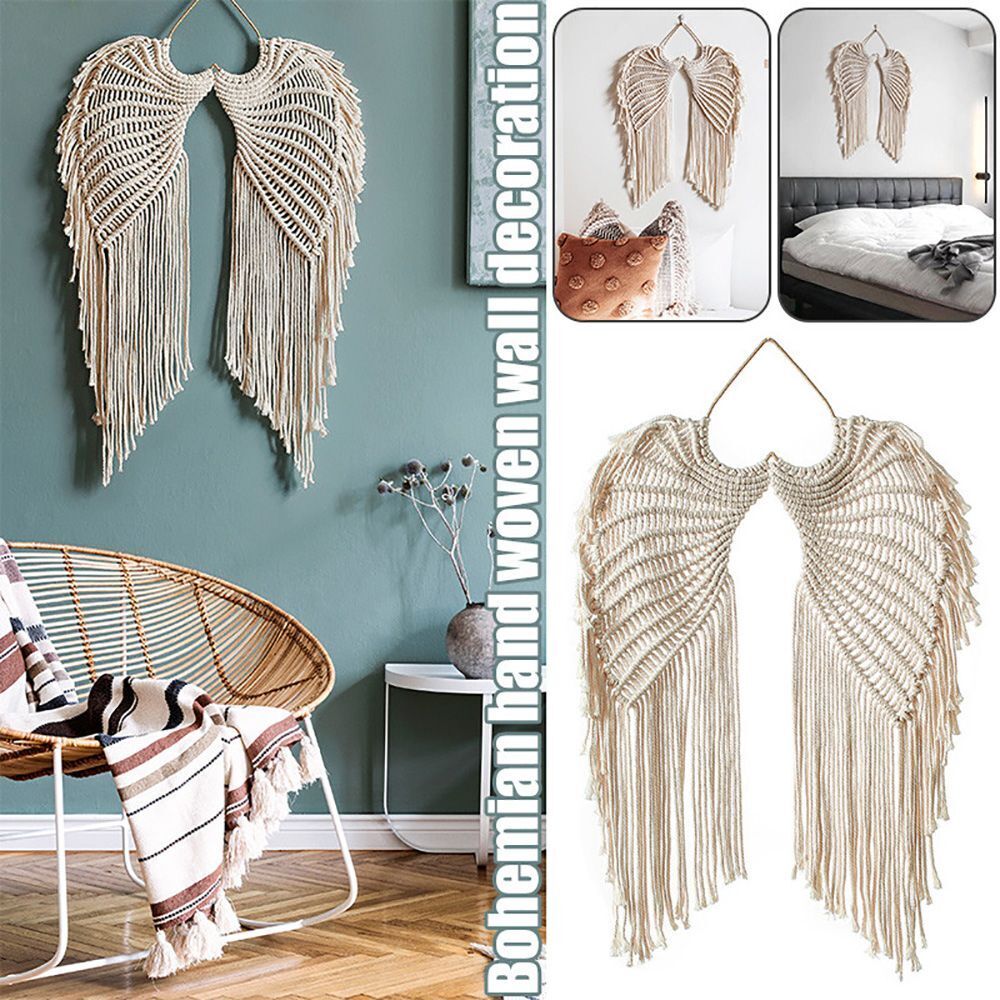 Boho Living Room Angel Wings Tapestry Hand-woven Tapestry Wall Art Wall Hanging