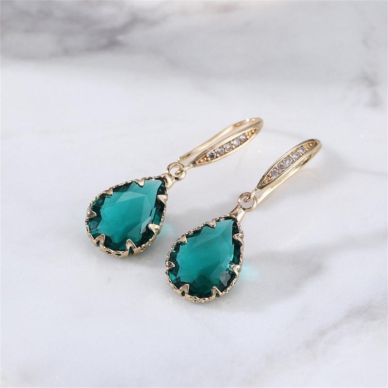 Birthstone Dangle Earrings Tourmaline Pendant Zircon Earring for Women Valentine