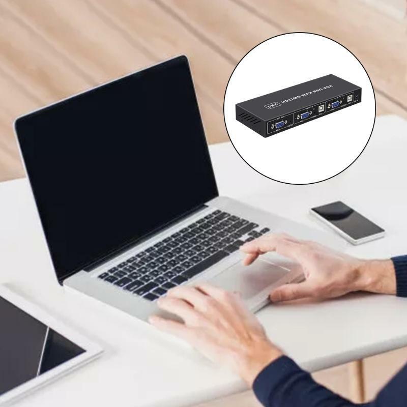 USB Switch 2 In 1Out VGA KVM Docking Station Switch Selector Printer Sharing Hub