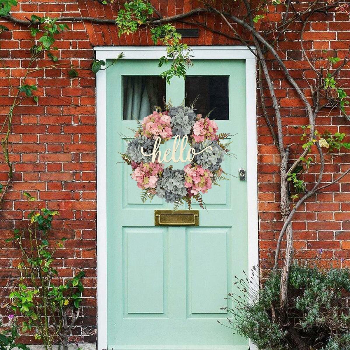 20in Romantic Hydrangea Wreath Garland for Front  Hanging Wall Wedding
