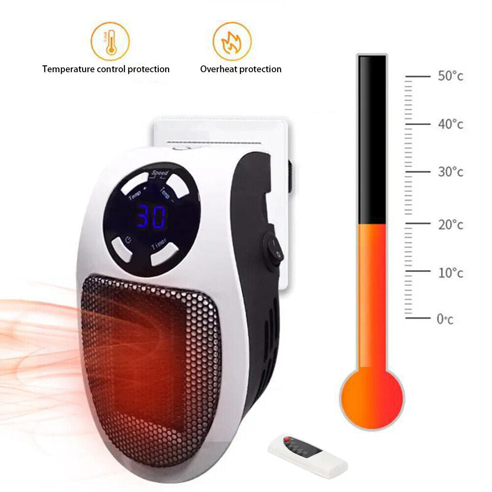 Electric Mini Fan Heater Home Winter Heating Stove (EU Plug Remote Control)