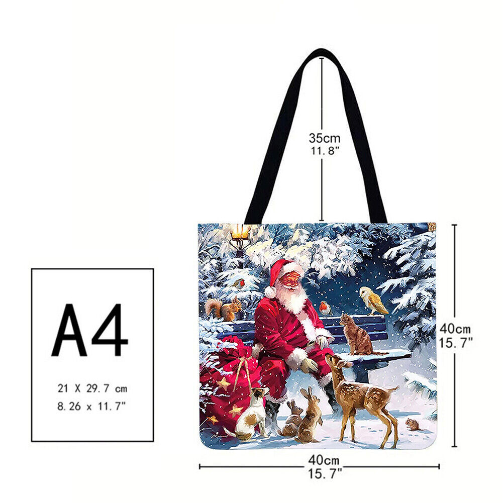 Santa Claus animals Printed Shoulder Shopping Bag Casual Large Tote Handbag