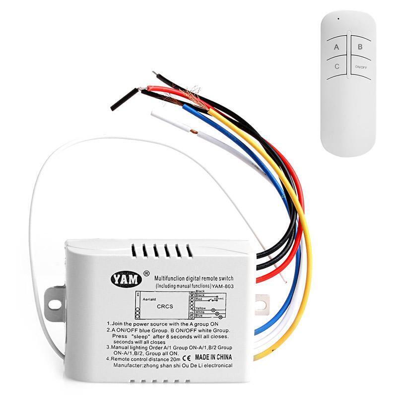 2 Channel Wireless Light Switch and Receiver Kit DIY Relocate Old Ceiling Switch
