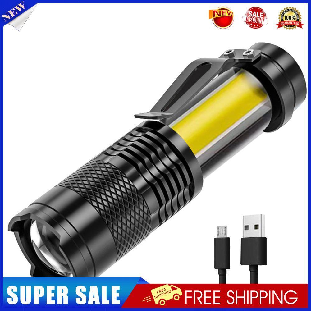 Mini Rechargeable LED Flashlight XPE+COB Waterproof Zoomable Work Light