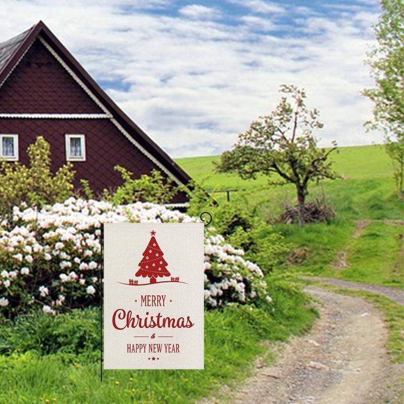 Merry Christmas Garden Flag Xmas Tree Yard Flags Double-Sided Happy New Year