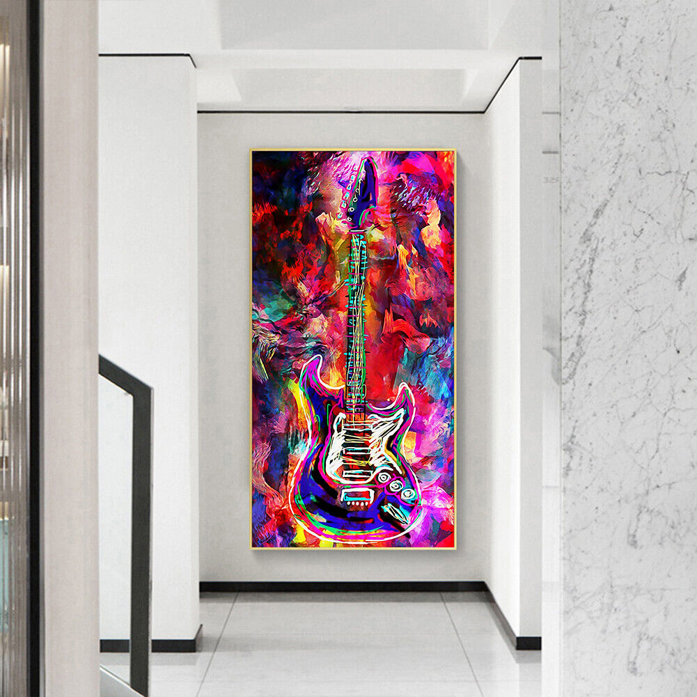Abstract Guitar Oil Paint By Numbers Kit DIY Handpainted on Canvas Wall Art