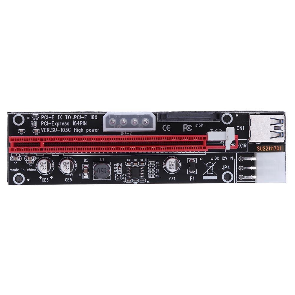 4pin 6pin SATA Power PCI Express 1x to 16X Riser Extender Card for Mining