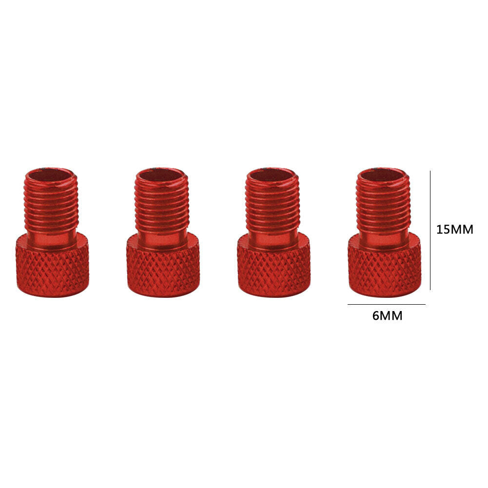 4x Presta to US Bike Tire Valve Adaptor Converter Aluminum Adapter (Red)