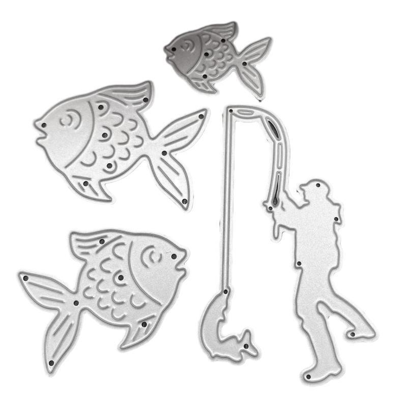 Fishing Metal Cutting Dies Stencil DIY Scrapbook Album Paper Card Template Mold
