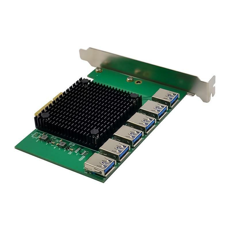6-port Usb3.0 Pci-e X4 To X1 Adapter Card Sata PCIE Riser for Desktop PC Mining