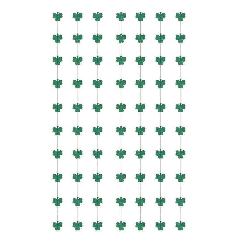 St Patrick's Day Paper Clover Garland Banner Green Shamrock Glitter Paper