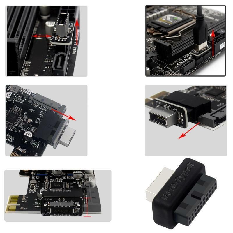 USB 19pin/20pin Front Panel Adapter with Shell to TYPE-E Vertical Motherboard