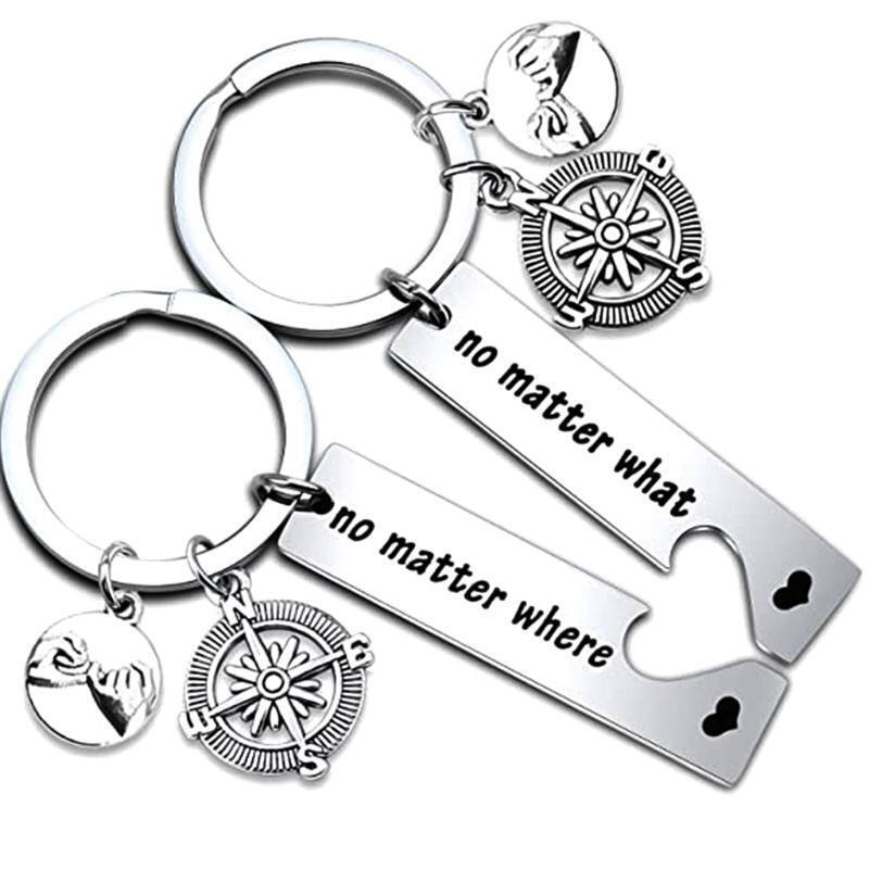 2 Pcs Long Distance Keychain Friendship Gifts for Sister Brother Best Friends